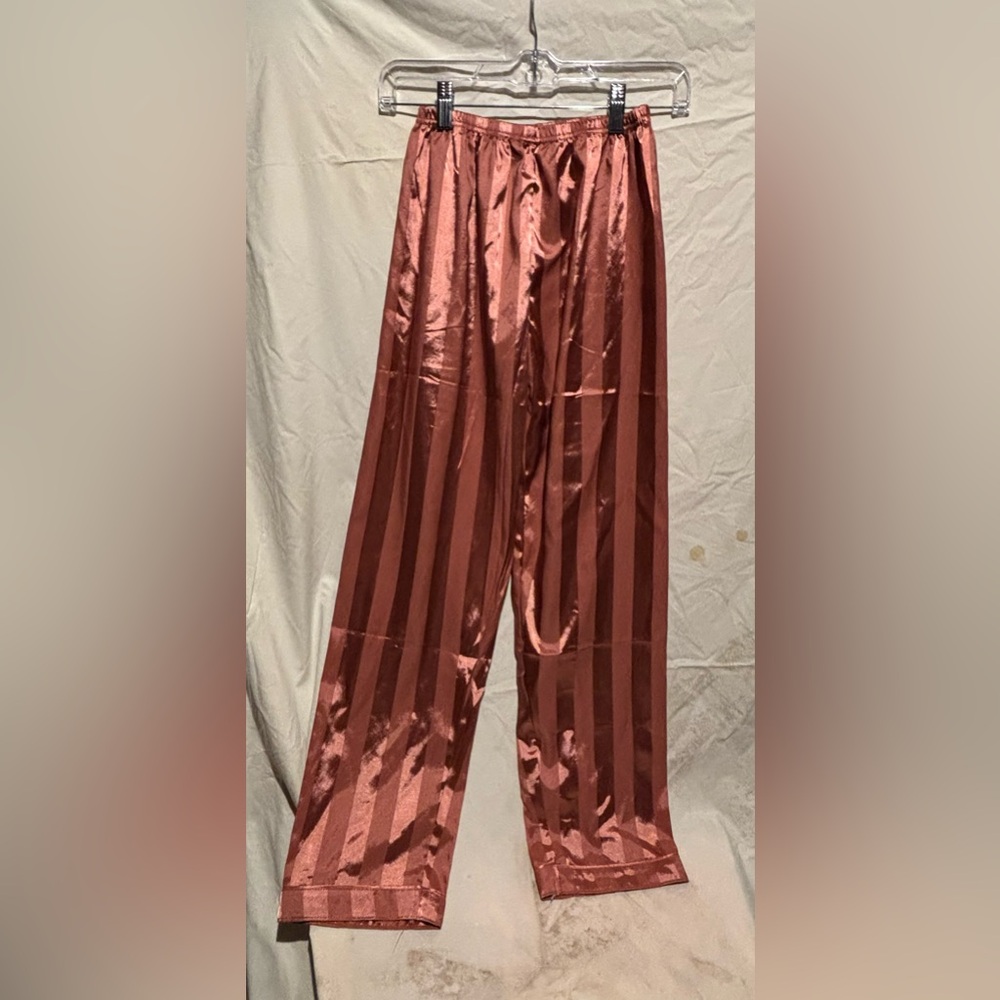 Women’s Satin Stripe Pajama Set - Rose Copper - Picture 4 of 4